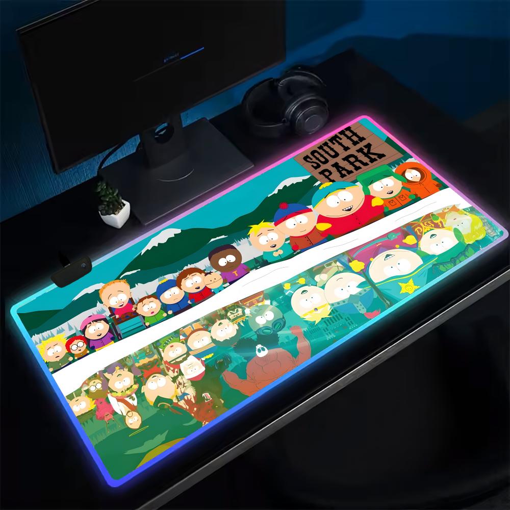 Rgb Mousepad - サウスパークマウスパッドアニメゲーミングマウスパッド LED テーブルパッドバックライト付きゴムデスクトップ XXL RGB デスクマット