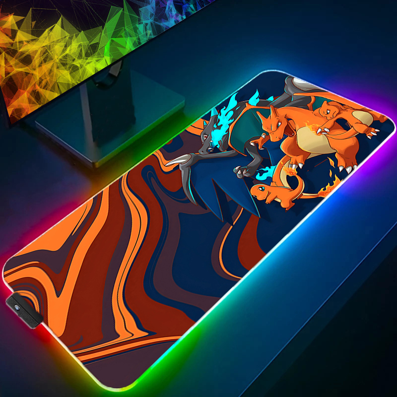 Rgb Mousepad - LED ライトデスクマット XXL コンピュータ P-ポケモンイーブイマウスパッドバックライトキーボードマットテーブルマウスゲーミングマウスパッド RGB