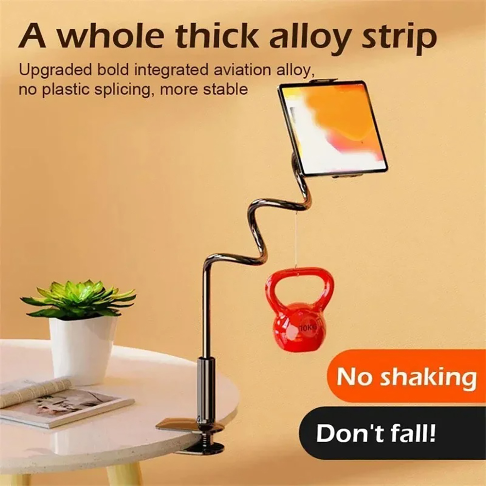 Desk Cable Organizer - 360度回転クリップ式携帯電話ホルダー、iPhone、Samsung、Xiaomi、Kindle対応、安定したクランプマウント、ベッド、デスクトップ、ソファ用フレキシブルロングブラケット