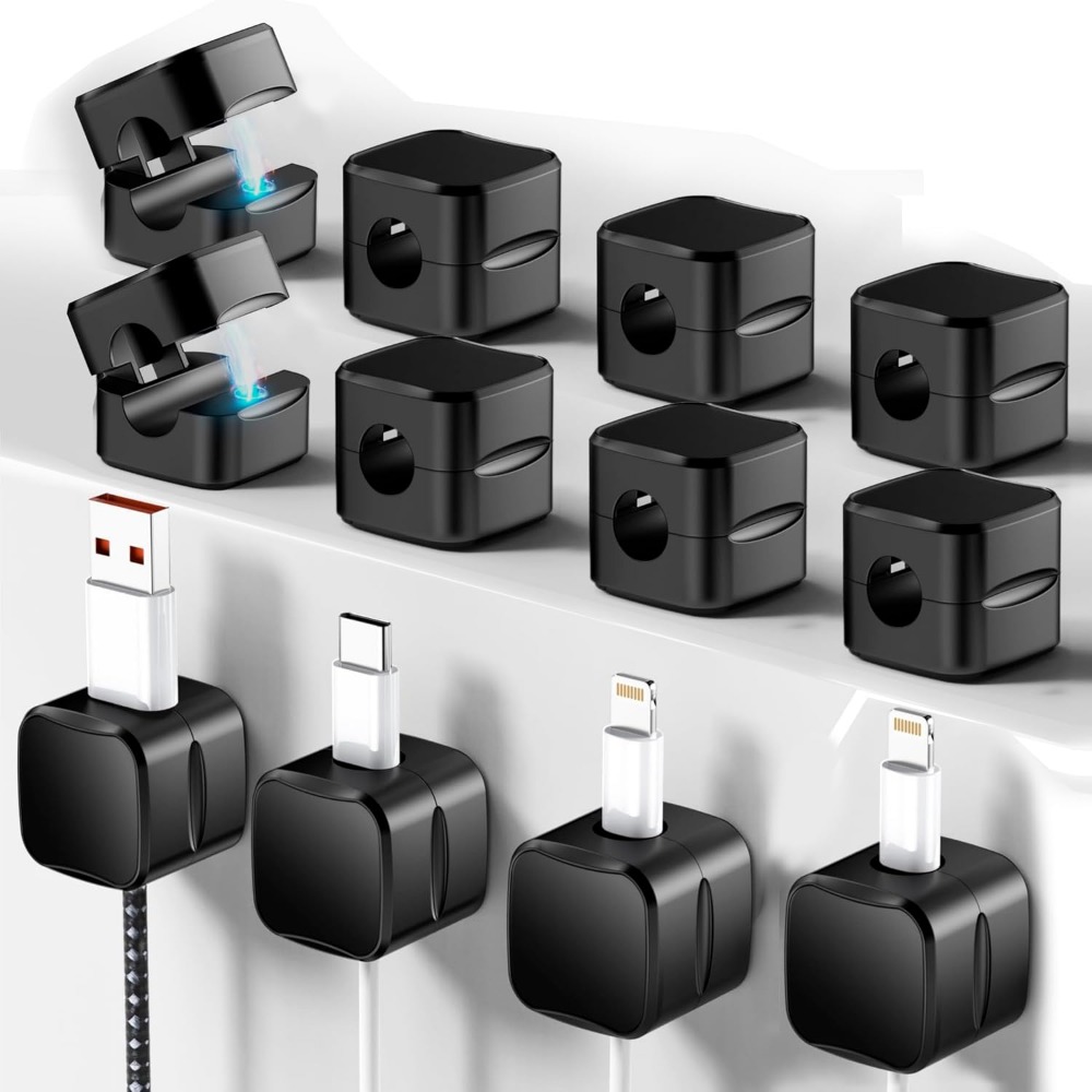 Desk Cable Organizer - 磁気ケーブルクリップ コード管理用：12個入り デスク、車、家庭、オフィス用オーガナイザーホルダー