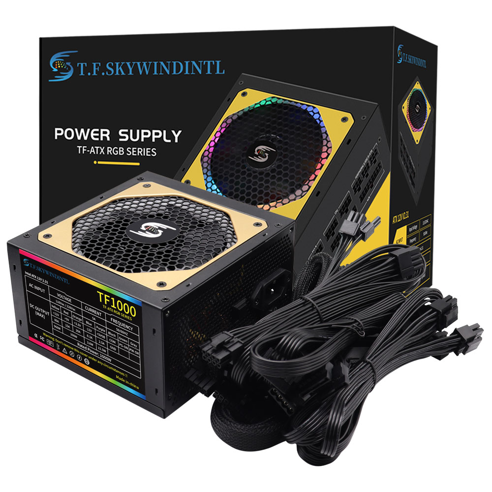 Pc Gaming Watt - T.fです。SKYwintl-電源,rgb,atx,モジュラーsuスイッチ,ゲーム,マイニング,電源,コンピューターソース,1000 W