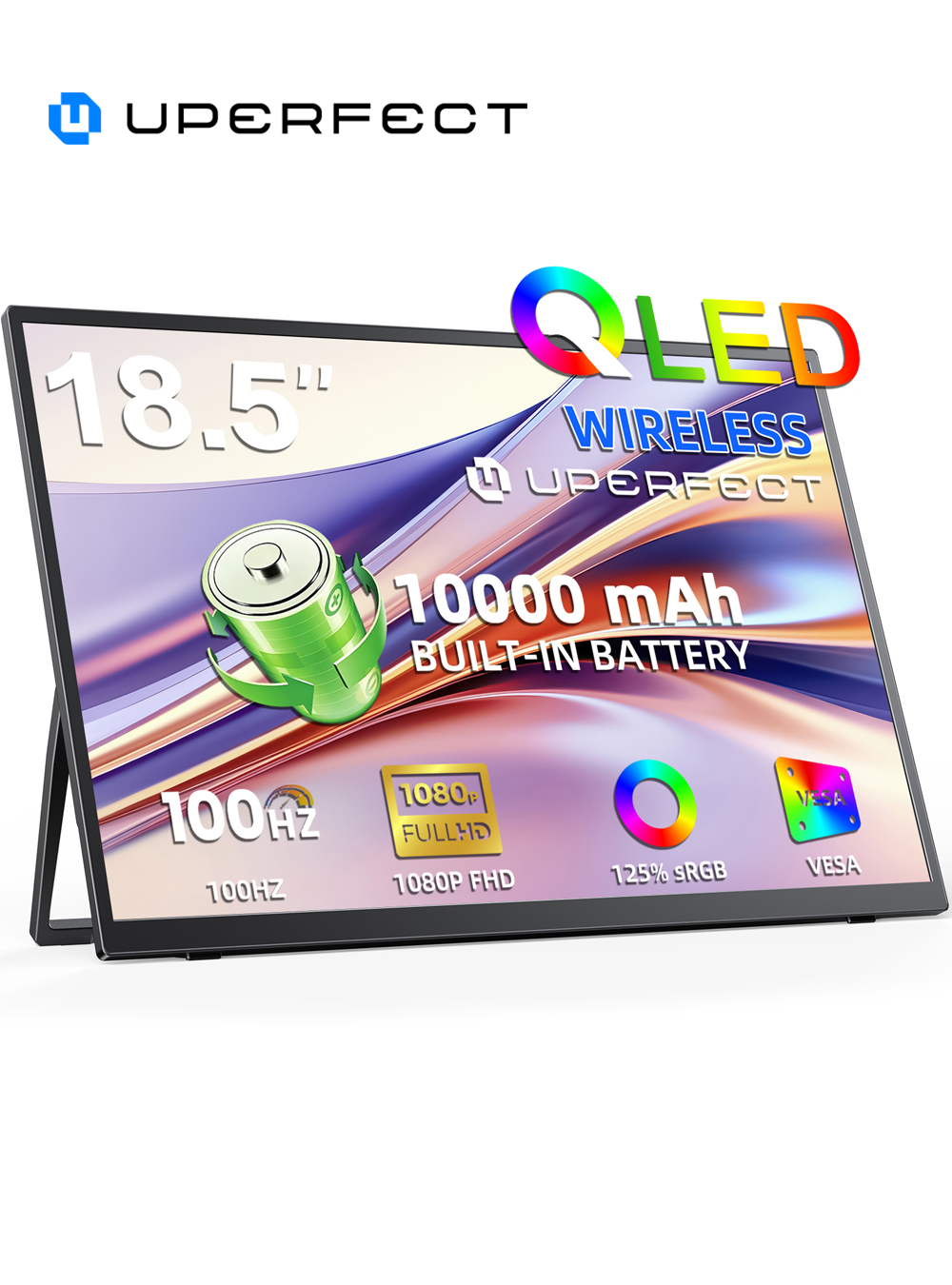 Pc Gaming Y Monitor - UPERFECT ワイヤレスポータブルモニター内蔵 10000mAh バッテリー 18.5 インチ