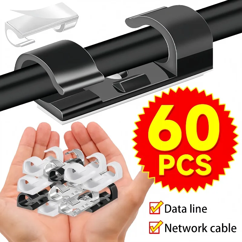 Desk Cable Organizer - ワイヤーホルダー 壁掛けケーブルクリップ 粘着式コードオーガナイザー ノードリル ケーブルマネージャーシステム デスク