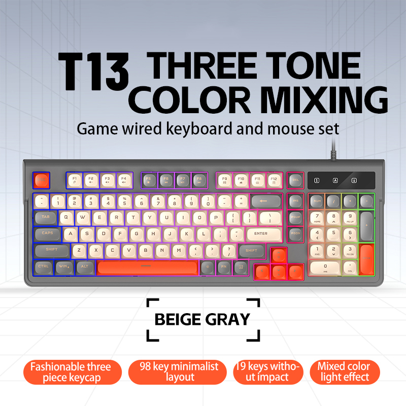 Anti-Ghosting Keyboard - 新しい T13 有線ゲーミングキーボード 98 キー 3
