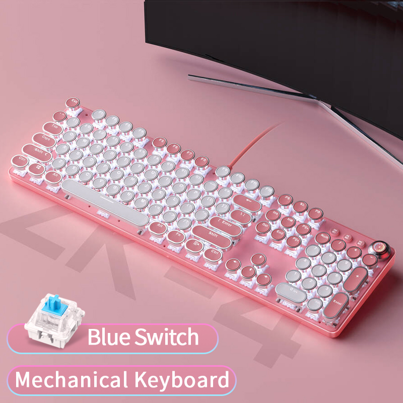Anti-Ghosting Keyboard - 104キー フルサイズ メカニカルキーボード ブルー スイッチ搭載 人間工学に基づいたデザイン、アンチゴースト機能付き