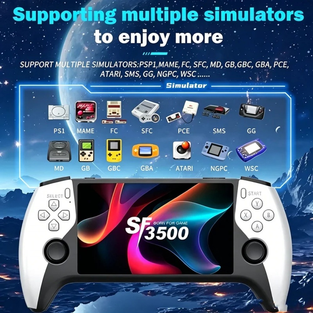 Pc Gaming Emulator - SF3500 5 インチハンドヘルドゲームコンソール PS1 GBA SNES