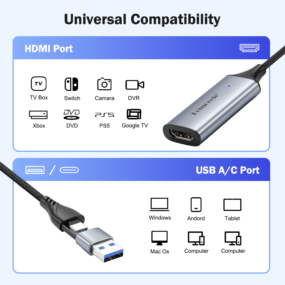 Lemorele USB 2.0 ビデオキャプチャカード H - Pc Gaming Game のレビューと価格