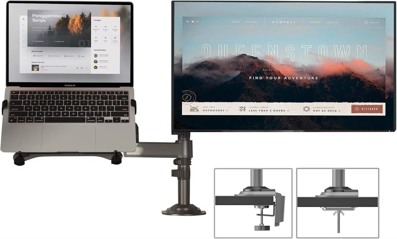 デュアルアーム2in1コンボラップトップマウント、10～17 - Dual Monitor Arm のレビューと価格