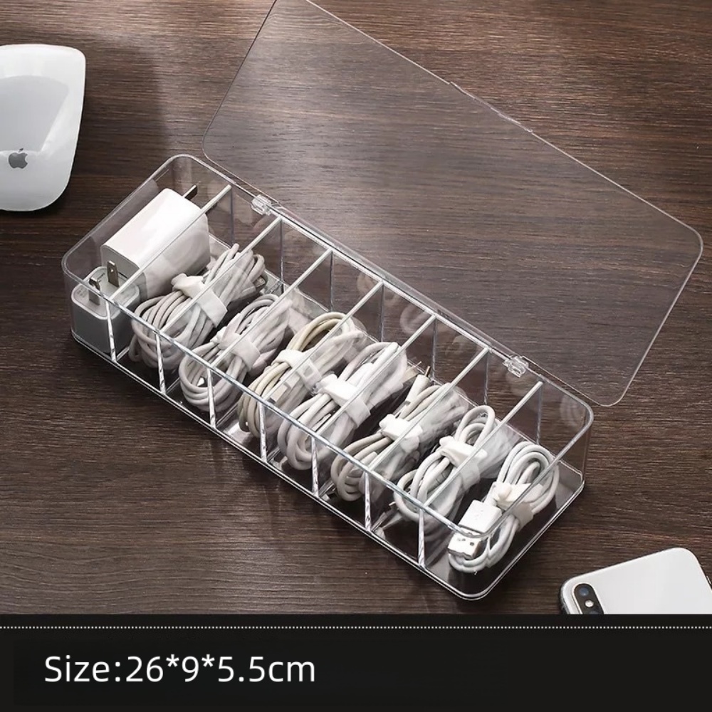 多機能ケーブルオーガナイザー、充電器やイヤホン用のタイ付き透 - Desk Cable Organizer のレビューと価格