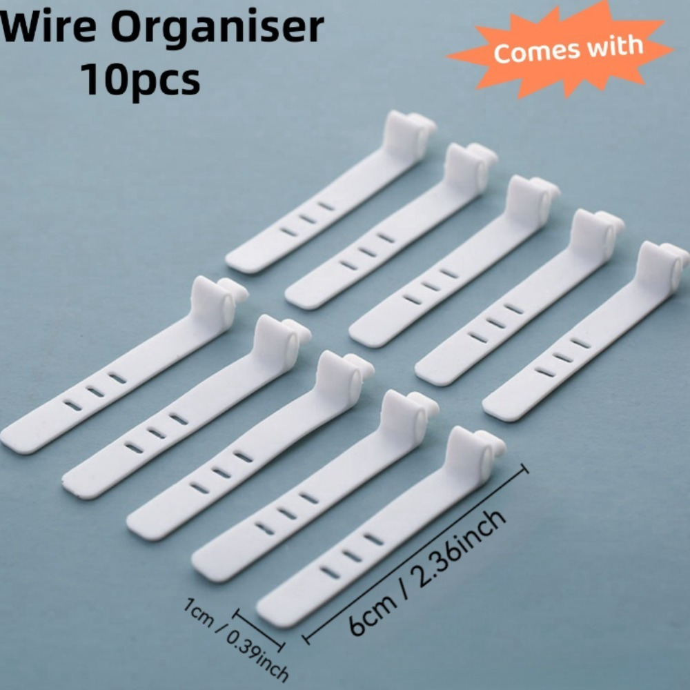 多機能ケーブルオーガナイザー、充電器やイヤホン用のタイ付き透 - Desk Cable Organizer のレビューと価格