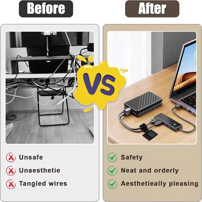 デスク下用粘着式ケーブルタイ、ワイヤーホルダー、コードオーガ - Desk Cable Organizer のレビューと価格