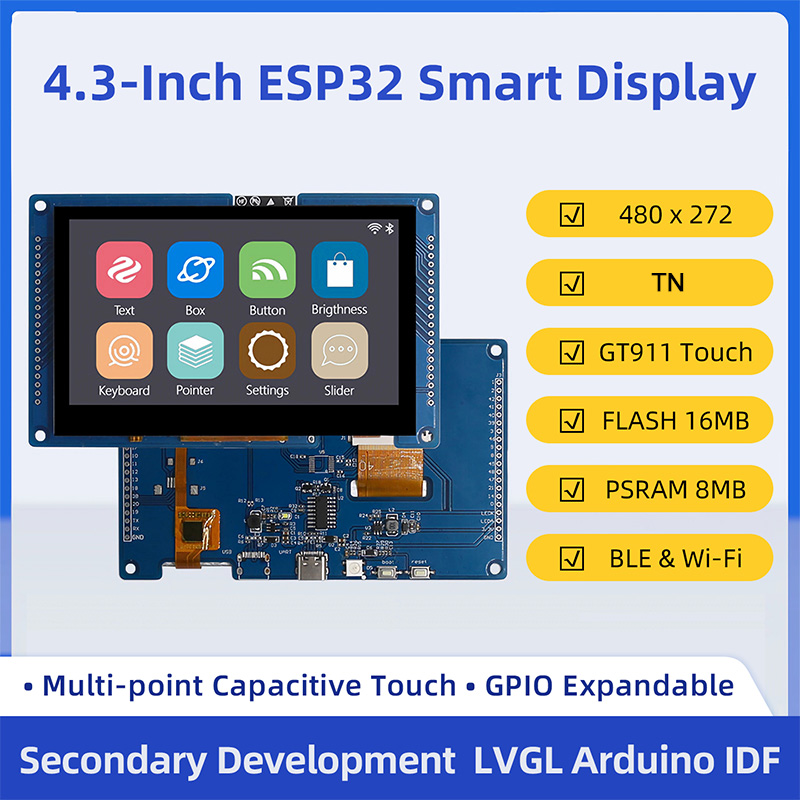 ESP32 S3 4.3インチ 480*272静電容量式タッ - Dual Monitor Arm のレビューと価格