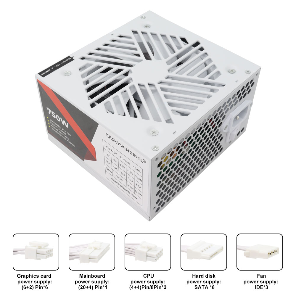 ホワイト750W PSU PC電源ユニット、コンピューターゲ - Pc Gaming Watt のレビューと価格