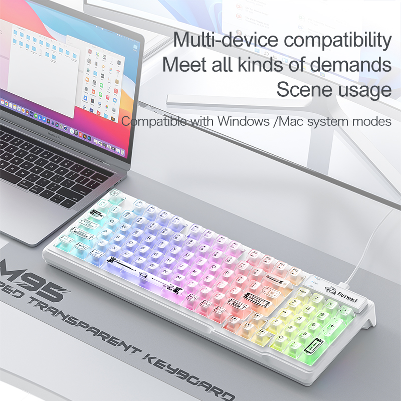 有線RGB透明キーボード FREEWOLF M95 サイレン - Anti-Ghosting Keyboard のレビューと価格